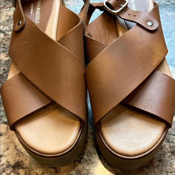 PALOMA BARCELÓ MADE IN SPAIN LEATHER STRAP PLATFORM SHOES SZ 38/9